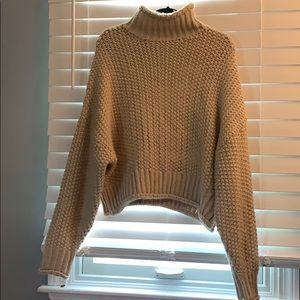 Cable Beige Turtleneck Sweater